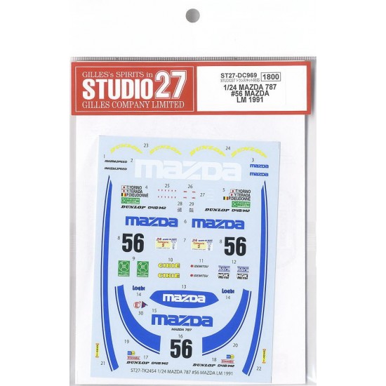 1/24 Mazda 787 #56 Le Mans 1991 Decals (Pierre Dieudonne/Takashi Yorino/Yojiro Terada)