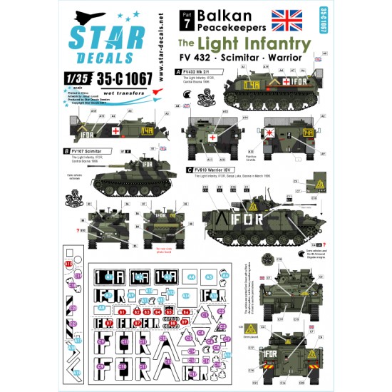 1/35 Decals for Balkan Peacekeepers #7 The Light Infantry FV432,Scimitar,Warrior in Bosnia