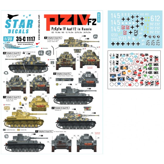 Decals for 1/35 PzKpfw IV Ausf F2 (or early G) in Russia