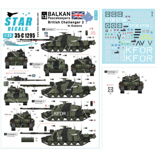 Decals for 1/35 Balkan Peacekeepers #13 British Challenger 2 in Kosovo. KFOR Markings