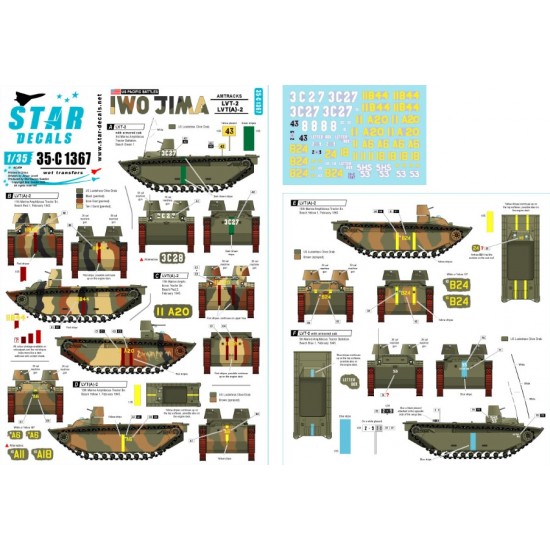 Decals for 1/35 US Pacific Battles - Iwo Jima. USMC LVT-2 and LVT(A)-2 Amtracks