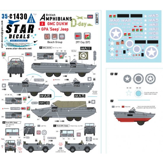 1/35 D-Day DUKW and SEEP British Amphibians Decal # 2. 297 Coy (GT) and Beach Group