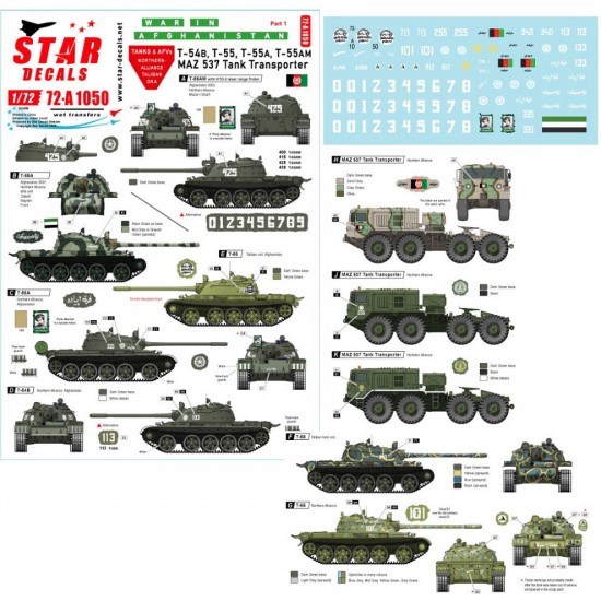 Decals for 1/72 War in Afghanistan # 1. T-55, MAZ 357, Northern Alliance, Talibans