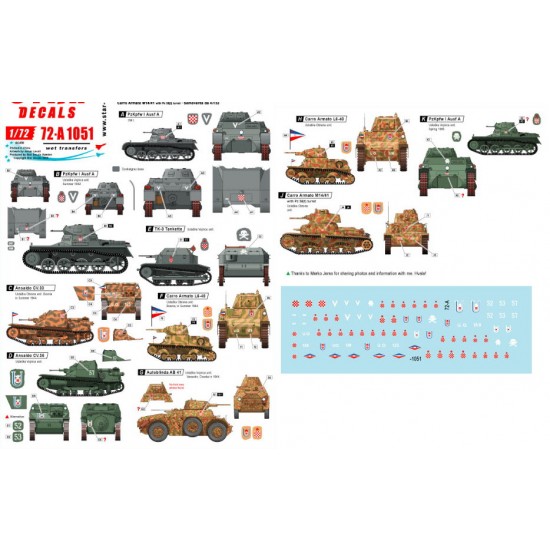 Decals for 1/72 WWII Balkan Vol.1 - WWII Croatia Ustache/Ustacha Tanks