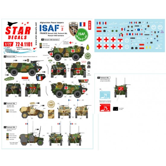 Decals for 1/72 ISAF-Afghanistan #2 Peacekeepers France. Renault VAB, VAB Sanitaire