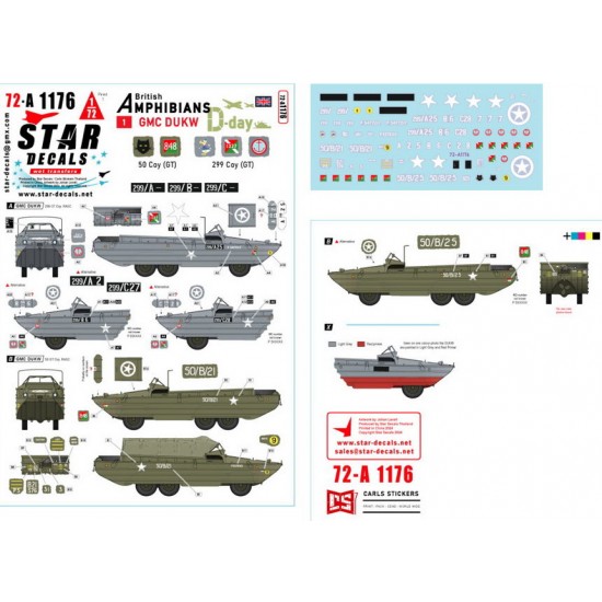 1/72 D-Day DUKW British Amphibians Decal #1. 50 Coy (GT) and 299 Coy (GT)