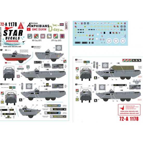 1/72 D-Day DUKW British Amphibians Decal #3. 101 Coy (GT) and 377 Coy (GT)