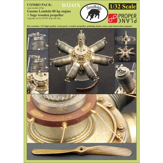 1/32 Sopwith Pup Oberursel U.0 Early Engine and Garuda Wooden Propeller for Wingnut Wings