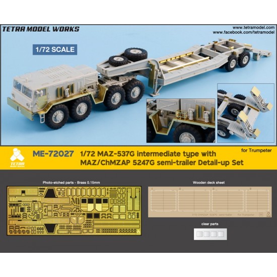 1/72 MAZ-537G Intermediate Type with MAZ/ChMZAP 5247G Semi-trailer Detail Set for Trumpeter kits