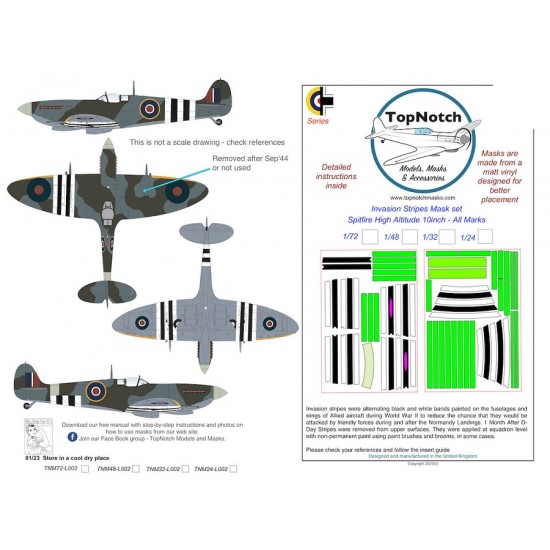 1/32 Spitfire High Altitude 10inch Invasion stripes