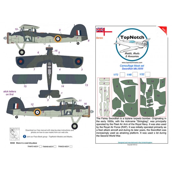 1/72 Fairey Swordfish Mk.I/II/III Camouflage Mask