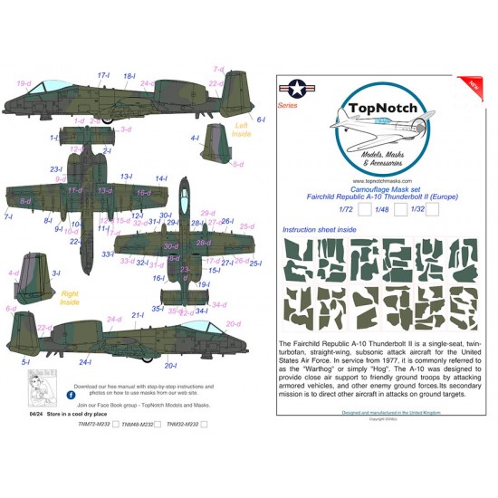 1/48 A-10 Thunderbolt II Europe I Camouflage Mask