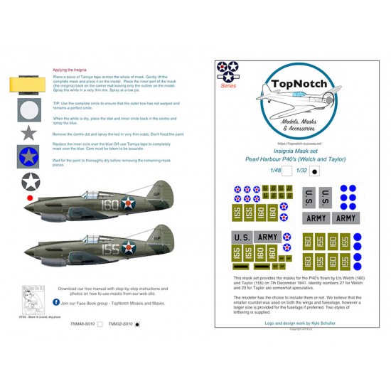 1/48 Pearl Harbour - P40 (Welch and Taylor) Masks [Special Edition]