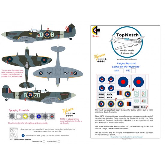 1/24 Spitfire IX Mylcraine Insignia Masks