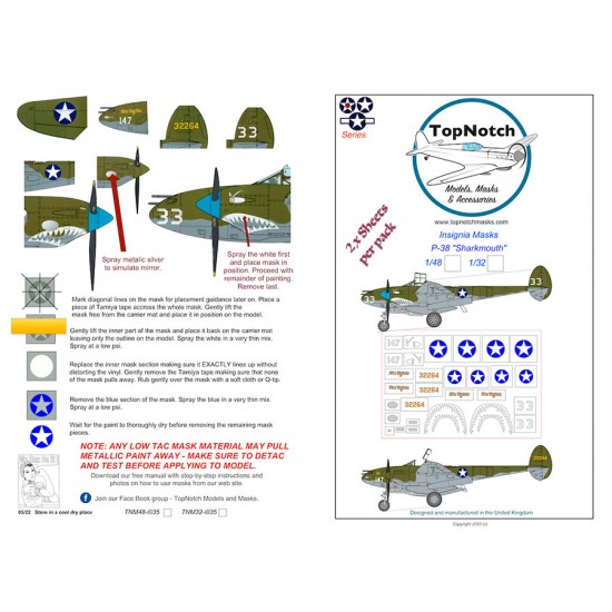 1/48 P38 "Sharks Mouth" Insignia Masks