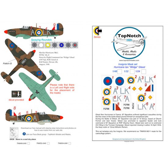 1/24 Hurricane Ian "Widge" Gleed L-KA Insignia Masks