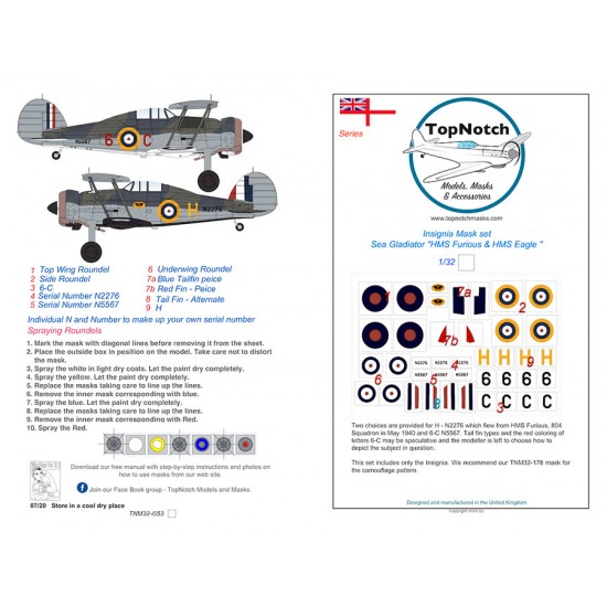 1/48 Sea Gladiator - HMS Furious & HMS Eagle Insignia Masks