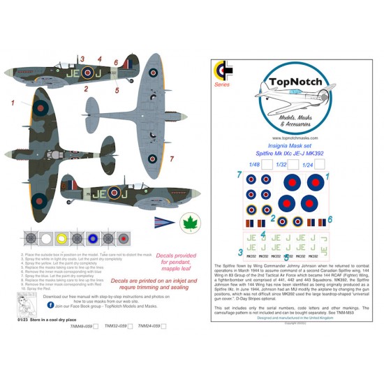 1/32 Spitfire IXc JE-J MK392 Insignia Masks