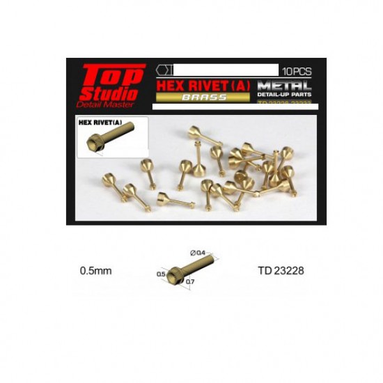 0.5mm Hex Rivets Ver. A #Brass (10pcs)