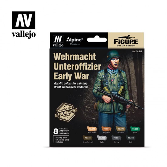 Acrylic Figure Colour Paint Set - Wehrmacht Unteroffizier Early War (8x 17 ml)