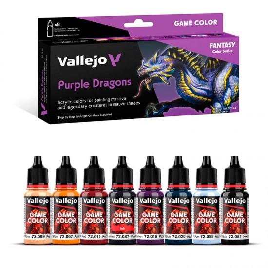 Acrylic Paint Set - Game Colour #Purple Dragons (8x 18ml/0.6 fl oz)