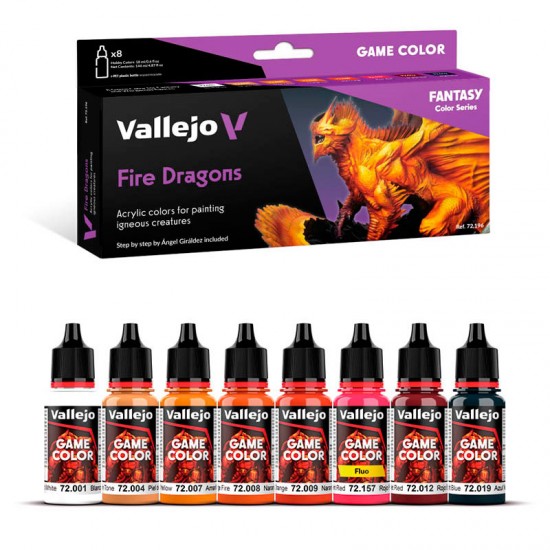 Acrylic Paint Set - Game Colour #Fire Dragons (8x 18ml/0.6 fl oz)