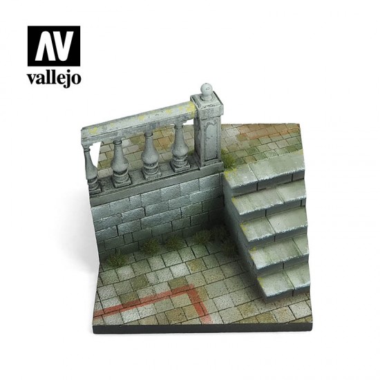 European Street Section Base - City Stairs (7x7x6 cm / 2.75x2.75x2.36 in)