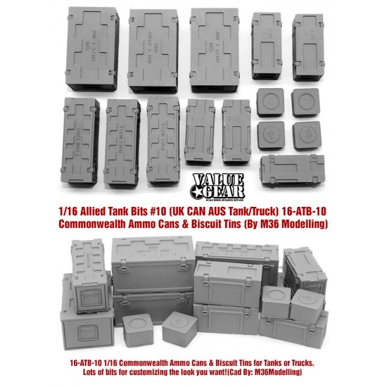 1/16 Commonwealth Aus Ammo Cans and Biscuit Tins - Allied Tank Bits #10