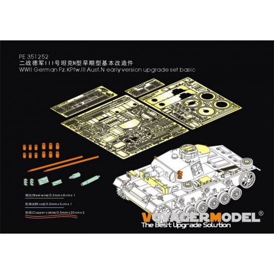 1/35 PzKPfw.III Ausf.N Early Basic Upgrade Detail set for Takom #8011