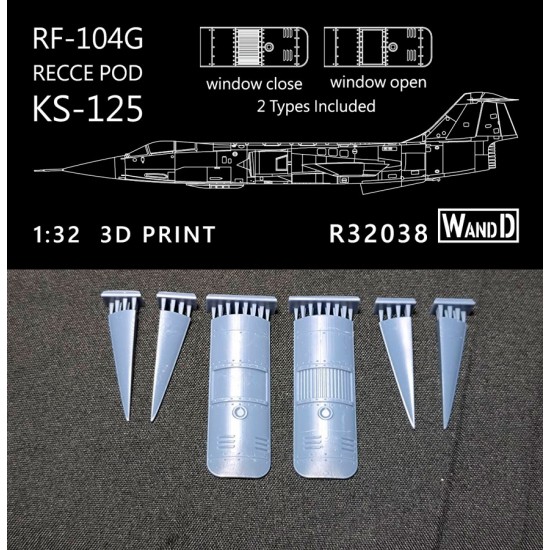 1/32 Lockheed RF-104G Starfighter Recce Pod KS-125 (2 types) for Italeri kits