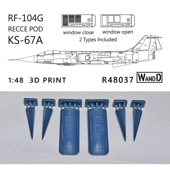 1/48 Lockheed RF-104G Starfighter Recce Pod KS-67A (2 types) for Kinetic / Hasegawa kits