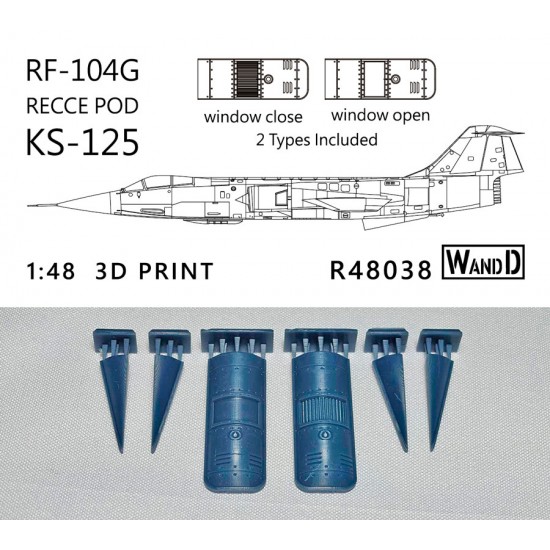 1/48 Lockheed RF-104G Starfighter Recce Pod KS-125 (2 types) for Kinetic / Hasegawa kits