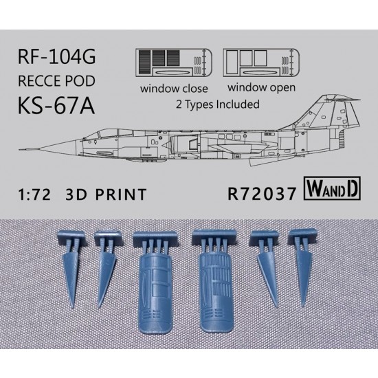 1/72 Lockheed RF-104G Starfighter Recce Pod KS-67A (2 types) for Hasegawa kits