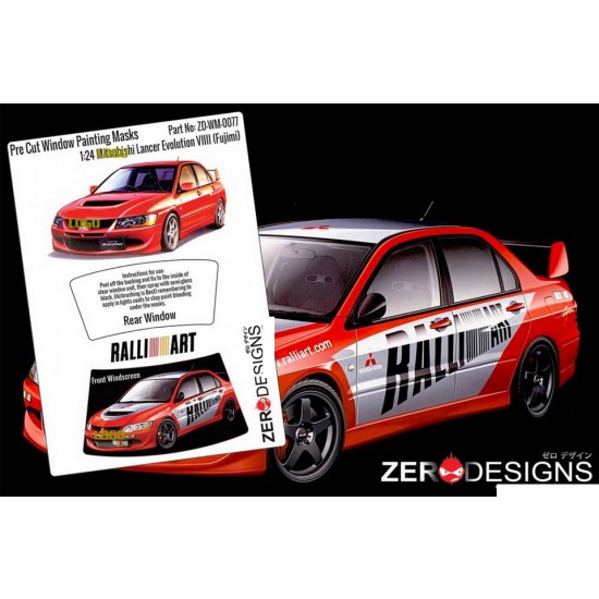 1/24 Mitsubishi Lancer Evo VIII Pre Cut Window Painting Masks for Fujimi kits