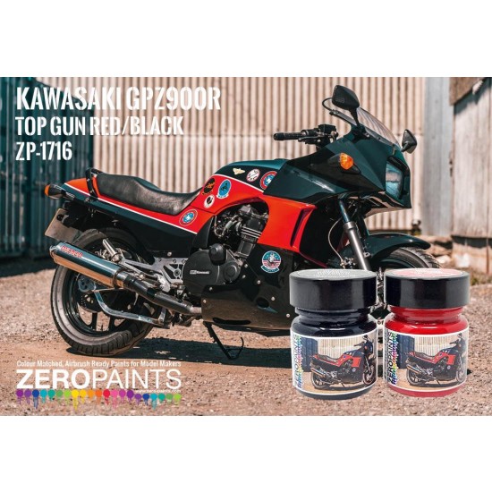 Kawasaki GPZ900R (Top Gun) Black and Red Paint Set (2x 30ml)