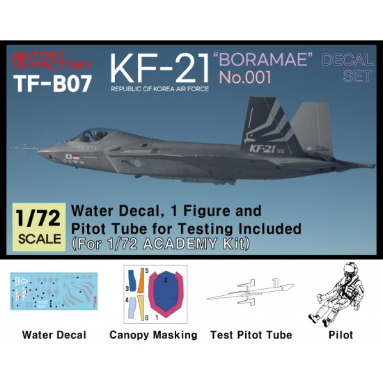 1/72 KF-21 Decal "001", Test Pitot Tube & Figure for Academy kits