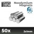 50x Neodymium Magnet 2x1mm (N35)