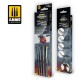 Ammo Wargaming Universe - Miniature Premium Dio Drybrush Brush Set (4pcs)