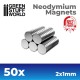 50x Neodymium Magnet 2x1mm (N52)