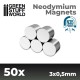 50x Neodymium Magnets 3x0.5mm (N35)