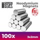 100x Neodymium Magnets 3x2mm (N52)