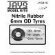 Nitrile Rubber Tyres (OD 6mm, ID 2mm, CD 2mm, 10pcs) for Small Scale Aircraft