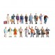 HO Scale Figures xL Set - Passengers (18 assembled painted figures)