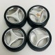 1/24 Three Spoke Rims w/Tyres Chrome (4pcs)